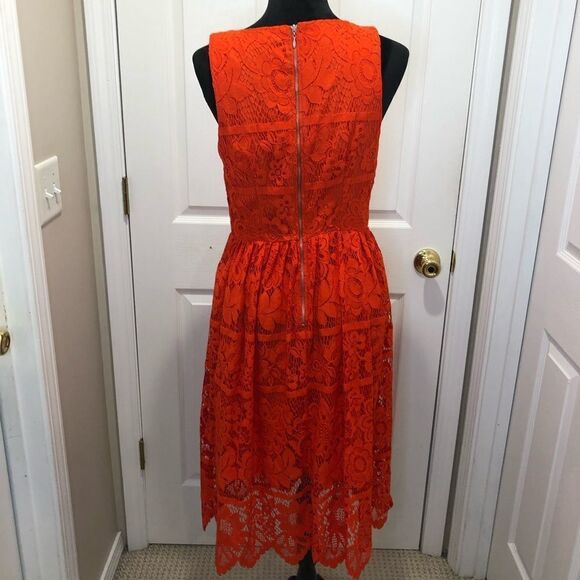 Mossimo sleeveless midi orange crocheted floral dress, size medium - Picture 8 of 12